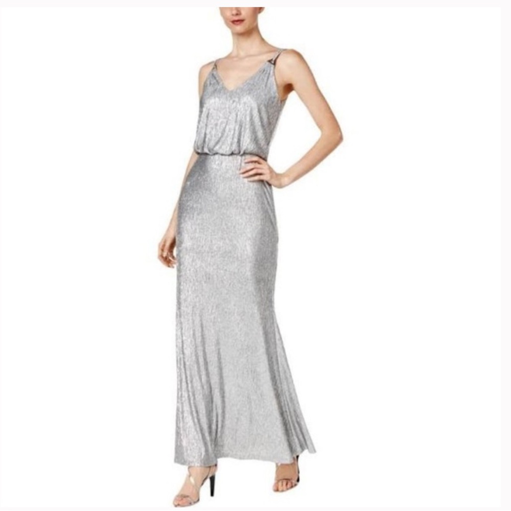 Calvin Klein Silver Evening Gown